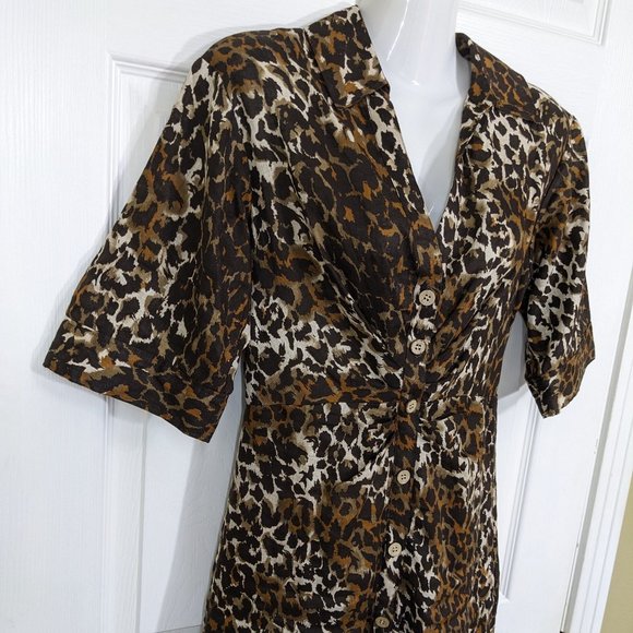 Veronica Beard Seki Leopard Printed Linen Dress - size 0 - Picture 8 of 15
